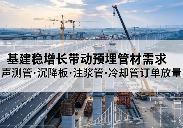 明山基建稳增长带动预埋监测管材需求，声测管、沉降板、注浆管订单持续放量